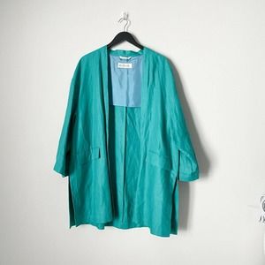 100% Linen NWOT Max Mara Teal Jacket Size 6